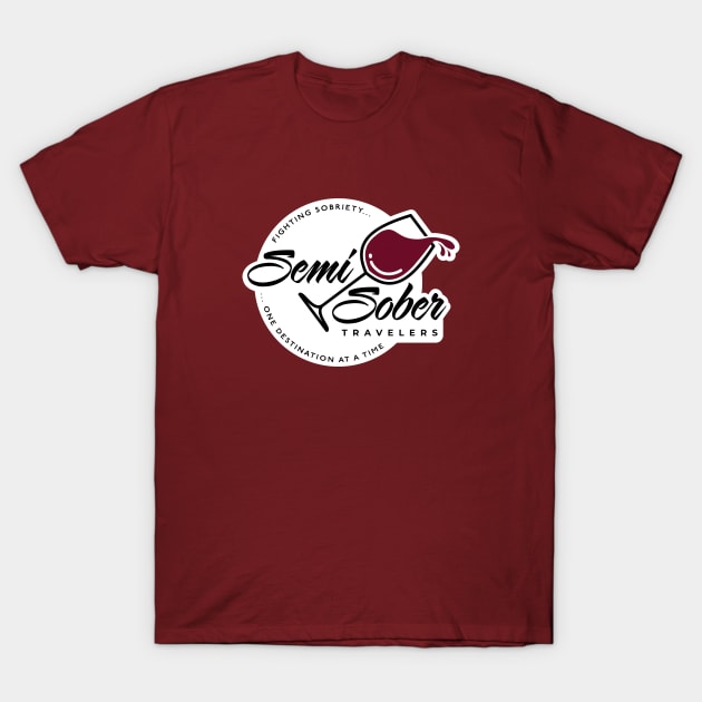 Original Semi-Sober Travelers Wine design with solid background T-Shirt by Speed & Sport Adventures